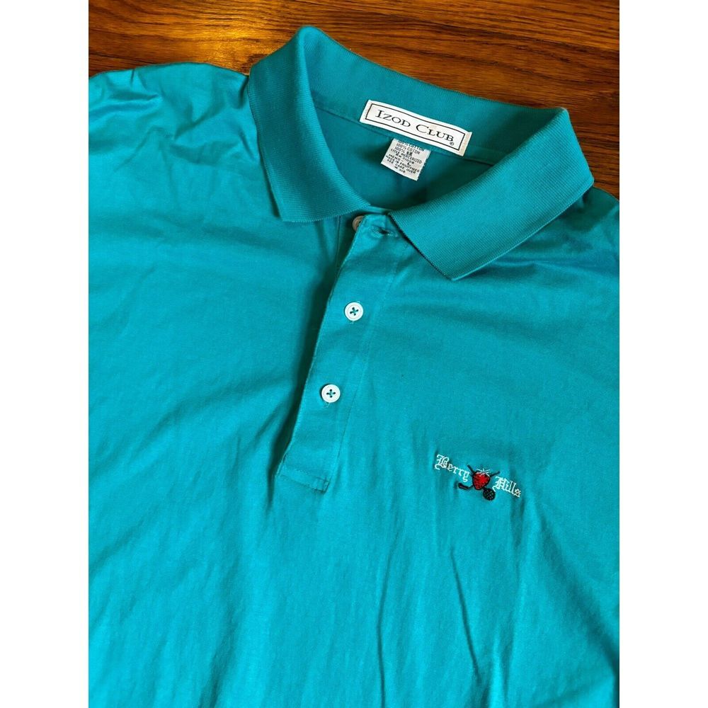 VTG‎ 90s IZOD Club Golf Tennis Polo Mens Large Teal Berry Hills Country Club